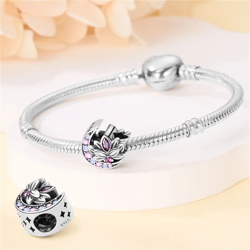 2024 Original New in Romantic Retro Classic Series Lotus Charm Beads Fits Pandach Bracelet Women 925 Silver Pendant Bead Jewelry