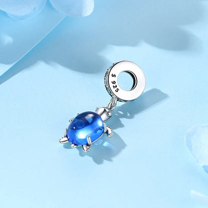 Original 925 Sterling Silver Charms Love Heart Turtle Murano Glass Pendant Beads Fit Pan Bracelet Necklace Jewelry For Women